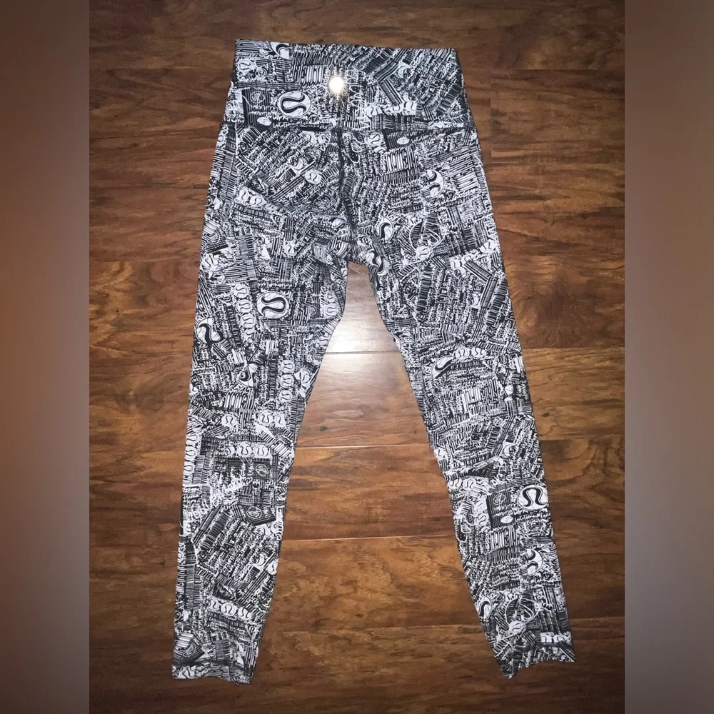 🍋 LIKE NEW Lululemon Wunder Train 25” - Tear It Up Alpine White/Black - Sz 6 - Picture 3 of 14